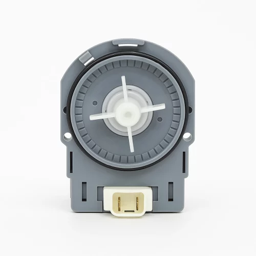 پمپ تخلیه ظرفشویی سامسونگ مدل DD31-00016A با بدنه طوسی و پروانه سفید برای مدل‌های DW60 و DW80